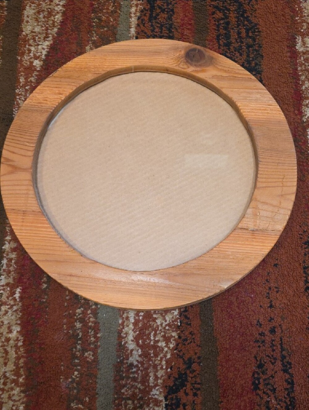 Handmade 14 1/2" Round Wood Frame Mirror in Natural Pine